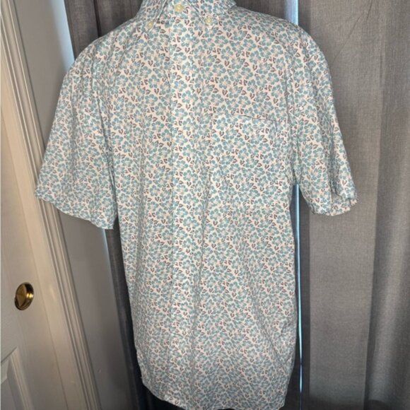 Men's Floral Button Down Shirt - Blue and White - Picture 1 of 1